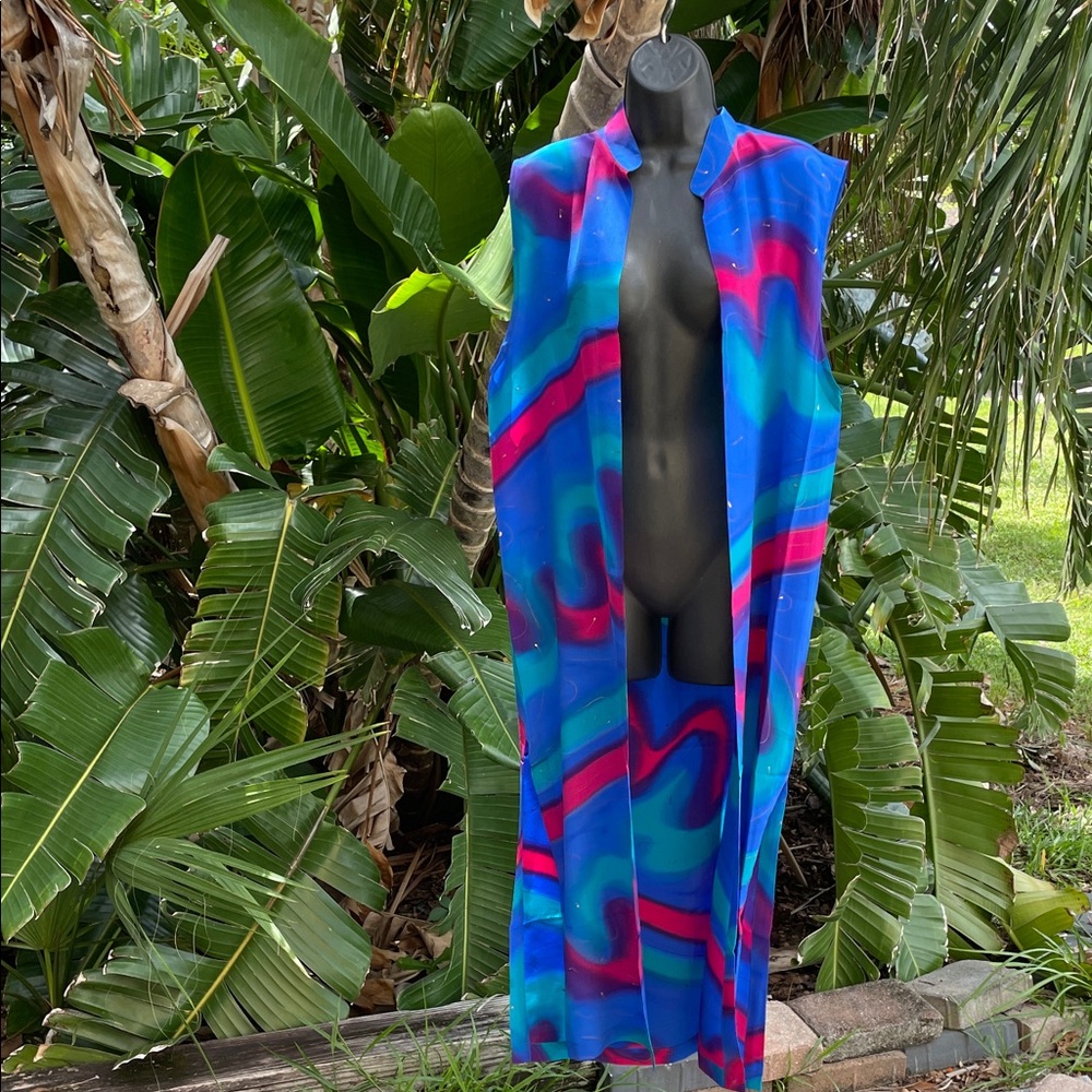 Aliki Yamani pure silk tie-dye gold painted bohemian vest